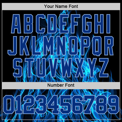 Custom Black Royal-Light Blue Flame Round Neck Sublimation Basketball Set Jersey