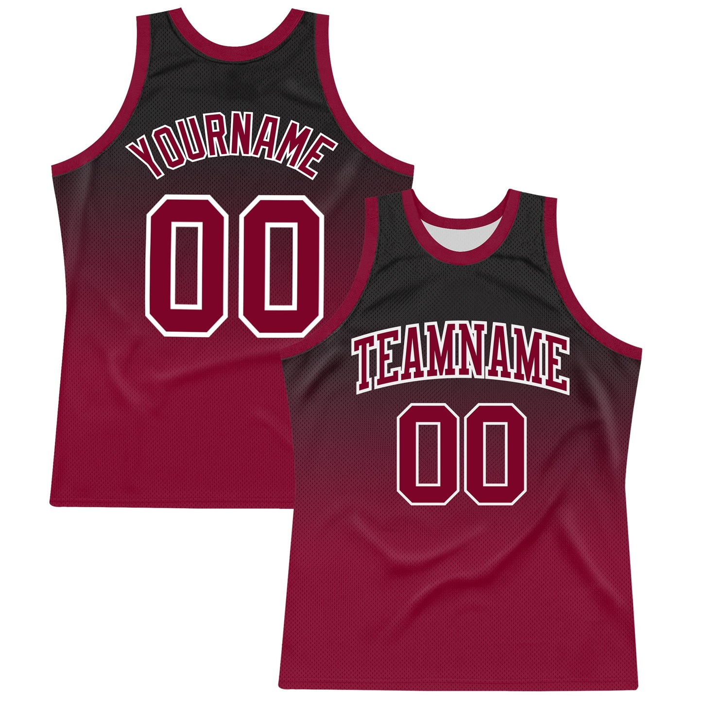 Custom Black Crimson-White Fade Fashion Round Neck Sublimation Basketball Set Jersey