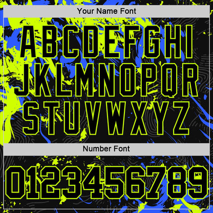 Custom Black Neon Green-Royal Splash Round Neck Sublimation Basketball Set Jersey