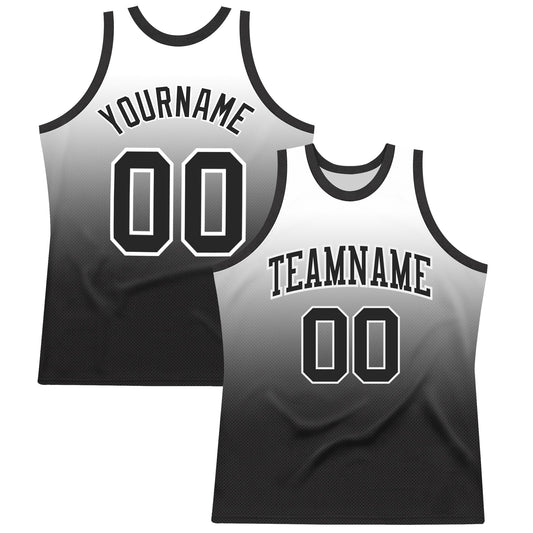 Custom White Black Fade Fashion Round Neck Sublimation Basketball Set Jersey