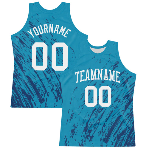 Custom Panther Blue White Splash Round Neck Sublimation Basketball Set Jersey