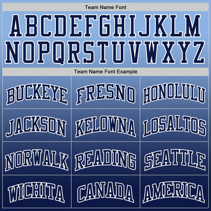 Custom Light Blue Navy-White Fade Fashion Round Neck Sublimation Basketball Set Jersey