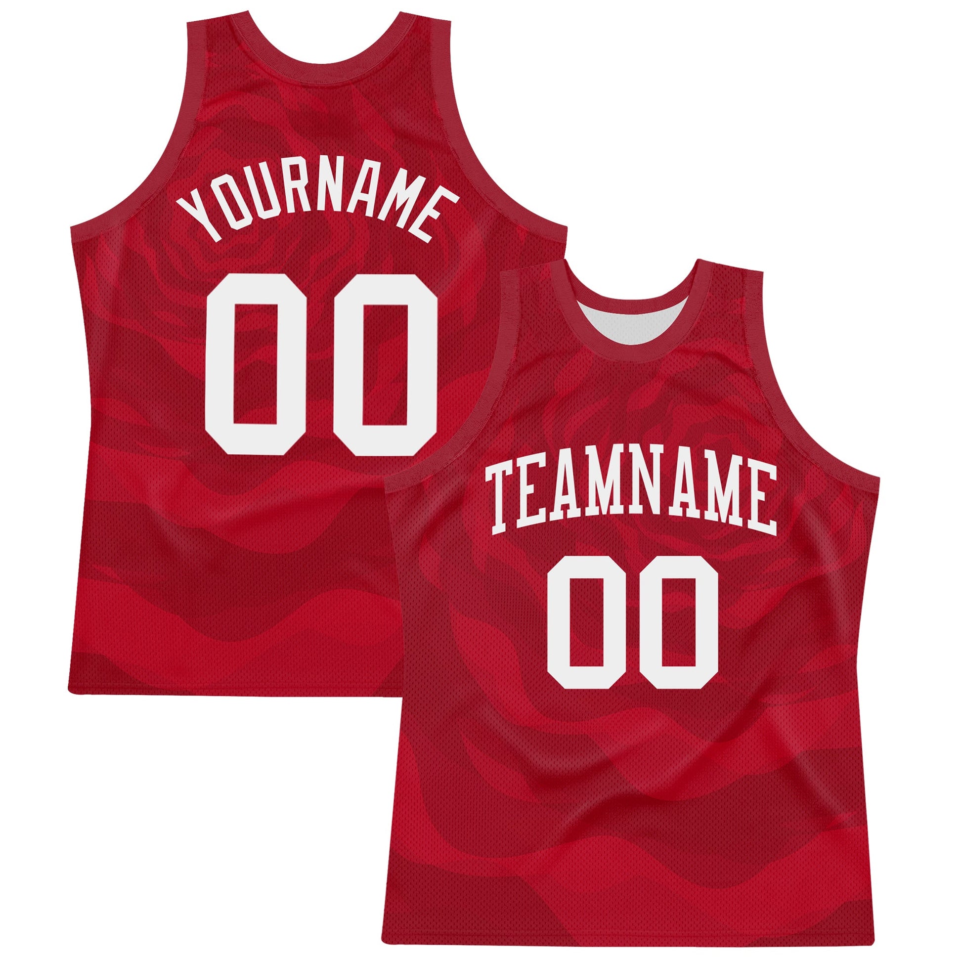 Custom Red White Fluid Art Round Neck Sublimation Basketball Set Jersey