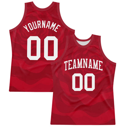 Custom Red White Fluid Art Round Neck Sublimation Basketball Set Jersey