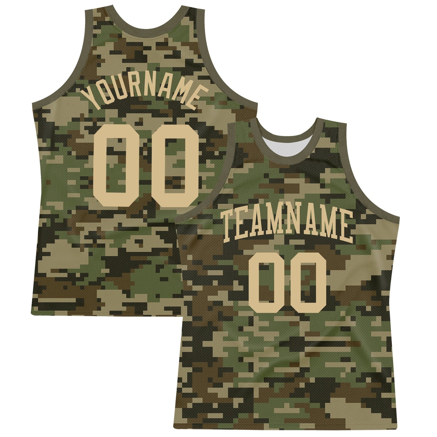 Custom Camo Vegas Gold-Olive Round Neck Sublimation Salute To Service Basketball Set Jersey
