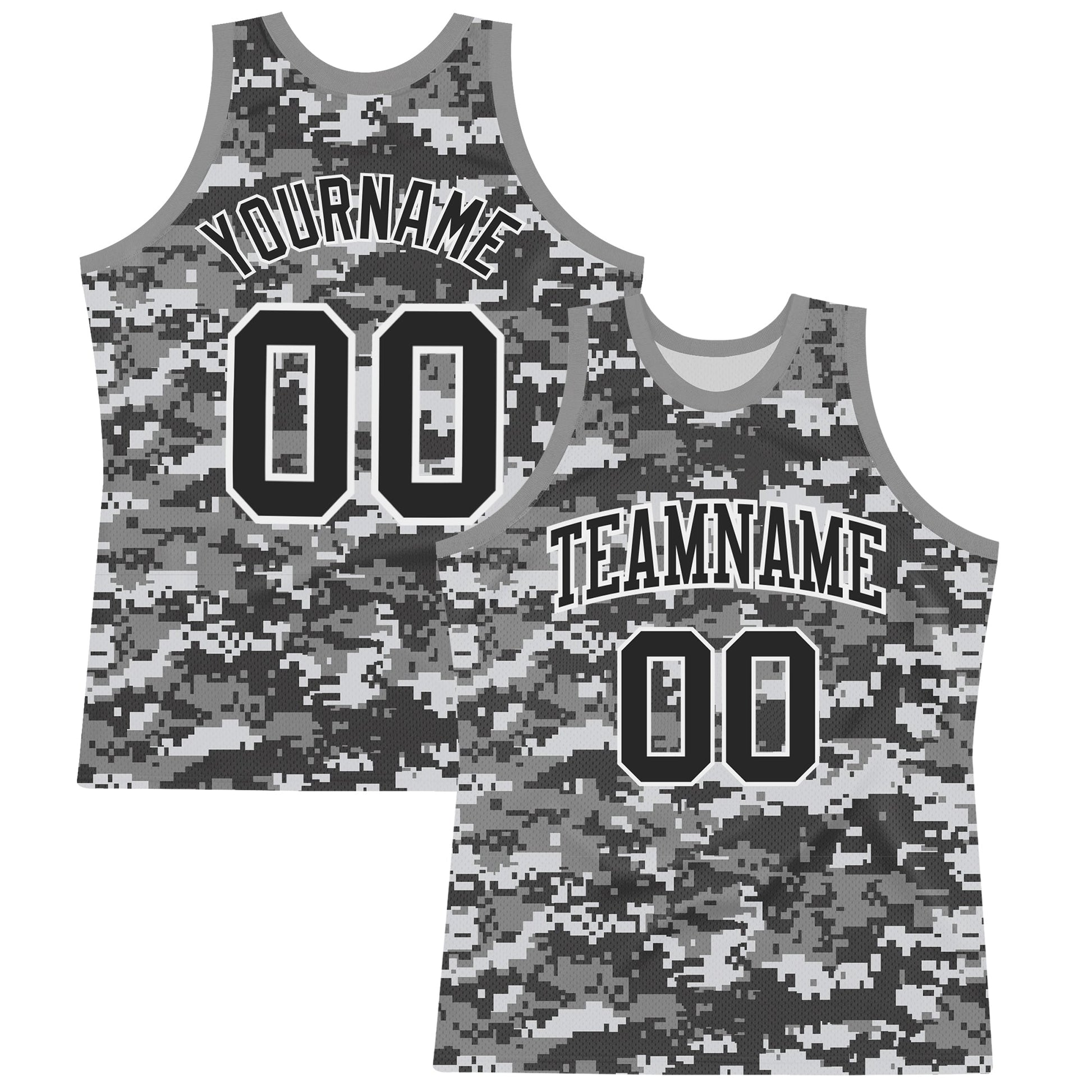 Custom Camo Black-White Round Neck Sublimation Salute To Service Basketball Set Jersey