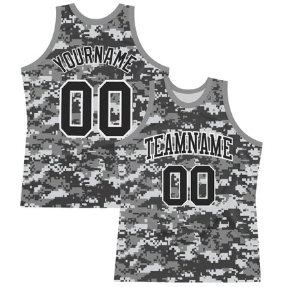 Custom Camo Black-White Round Neck Sublimation Salute To Service Basketball Set Jersey