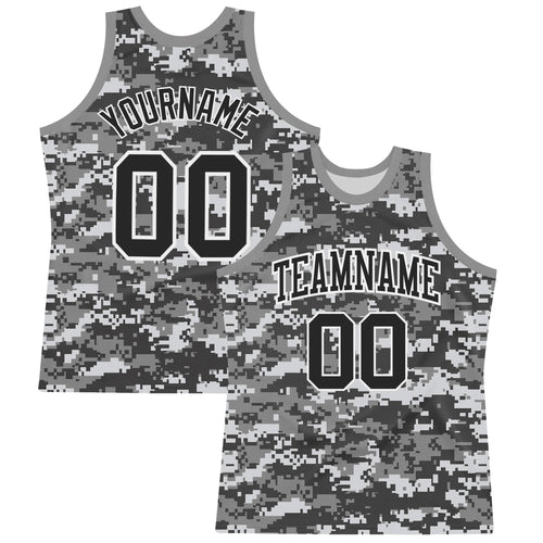 Custom Camo Black-White Round Neck Sublimation Salute To Service Basketball Set Jersey