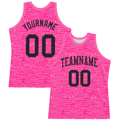 Custom Pink Black Fragment Art Round Neck Sublimation Basketball Set Jersey