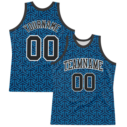 Custom Blue Black-White Arrow Shape Round Neck Sublimation Basketball Set Jersey