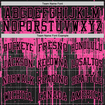 Custom Black Pink Dripping Splatter Art Round Neck Sublimation Basketball Set Jersey