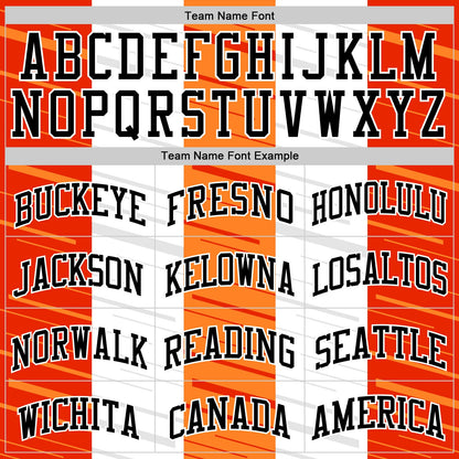 Custom White Black-Orange Line Round Neck Sublimation Basketball Set Jersey