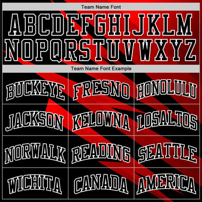 Custom Black Red-White Line Round Neck Sublimation Basketball Set Jersey