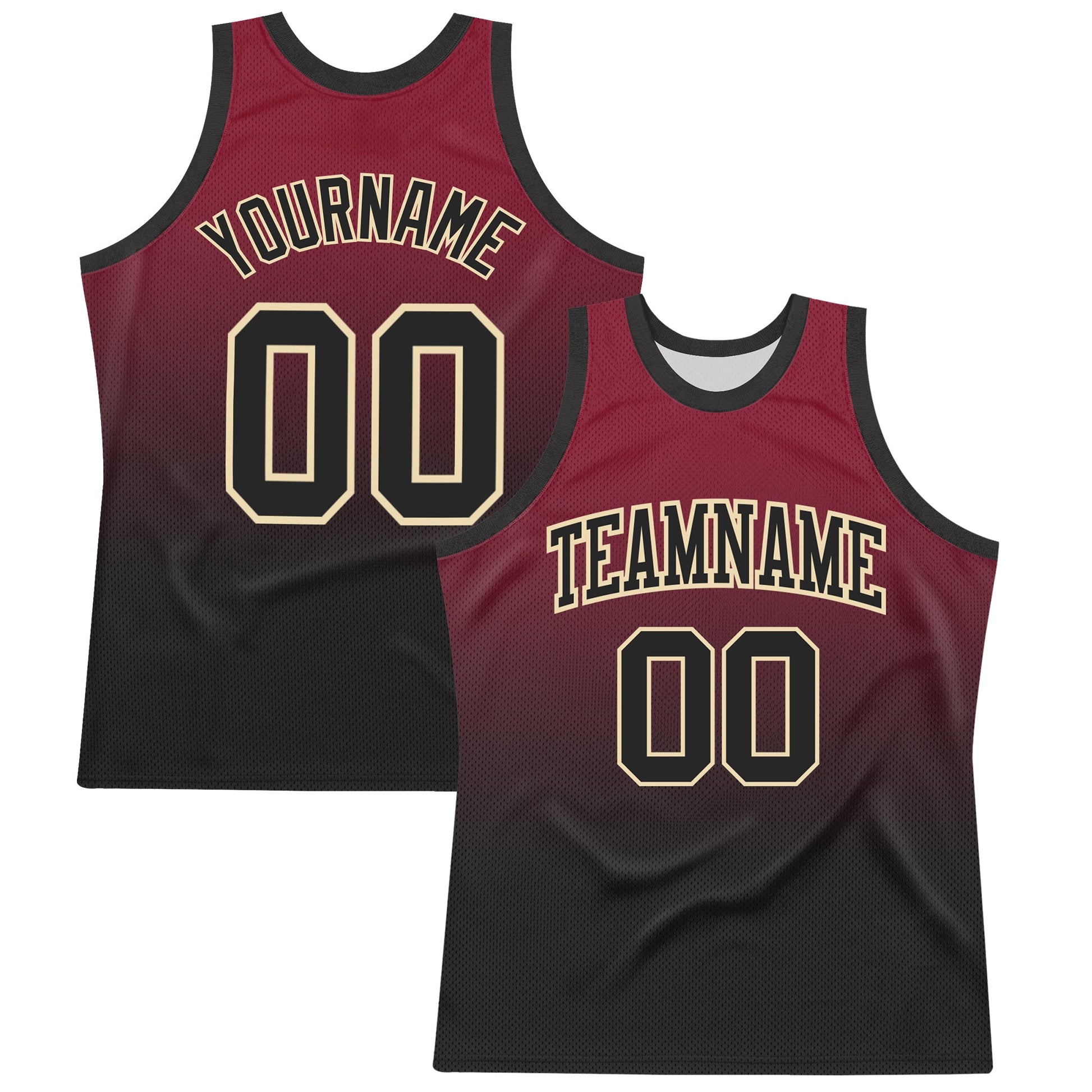 Custom Crimson Black-Cream Fade Fashion Round Neck Sublimation Basketball Set Jersey