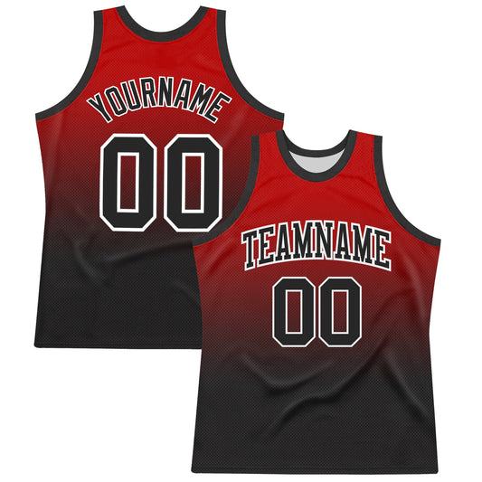 Custom Red Black-White Fade Fashion Round Neck Sublimation Basketball Set Jersey