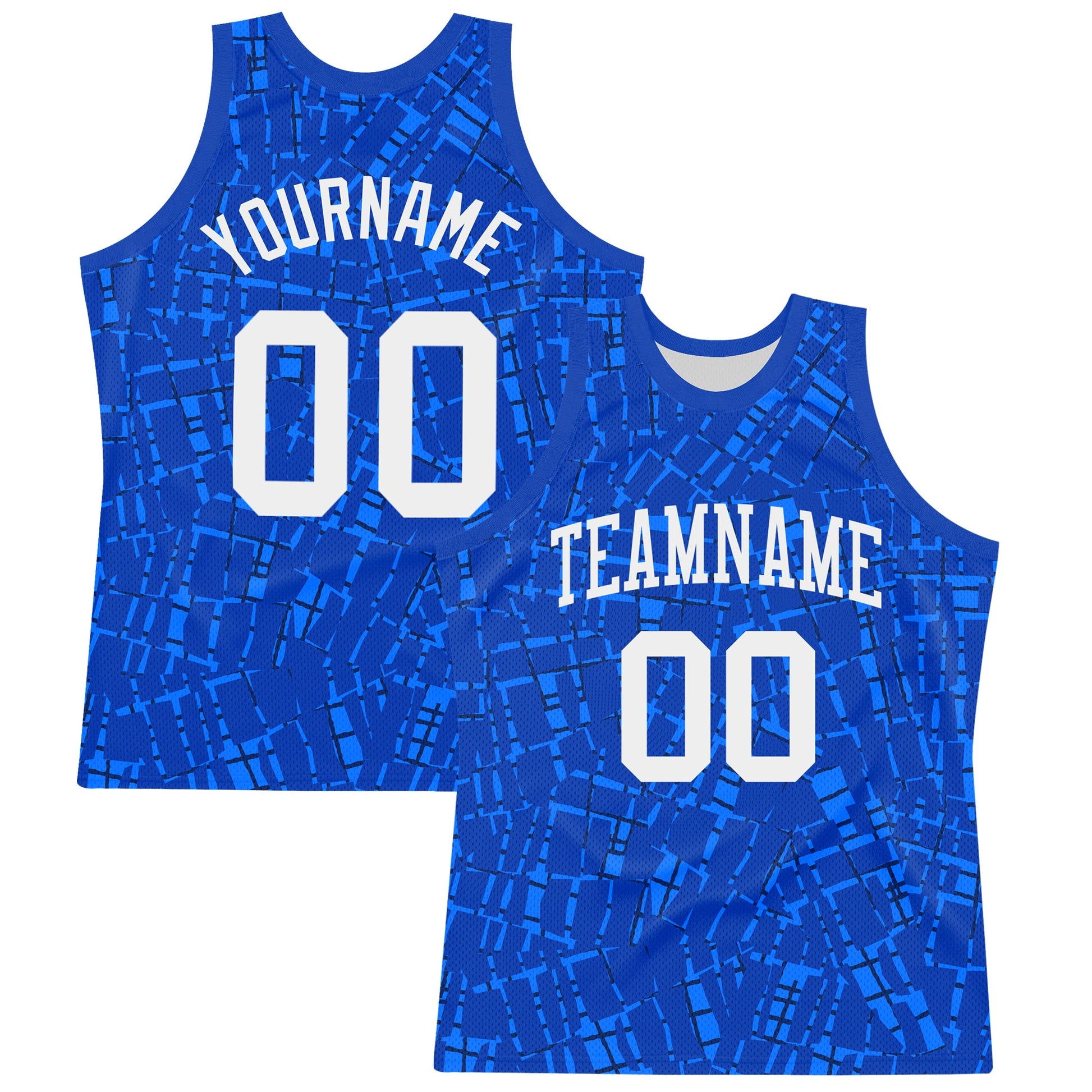 Custom Royal White Round Line Neck Sublimation Basketball Set Jersey