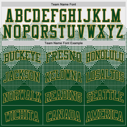Custom White Green-Old Gold Gradient Square Shapes Round Neck Sublimation Basketball Set Jersey