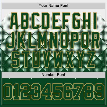 Custom White Green-Old Gold Gradient Square Shapes Round Neck Sublimation Basketball Set Jersey