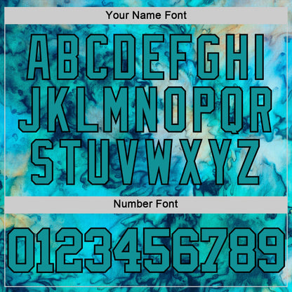 Custom Tie Dye Teal-Black Round Neck Sublimation Basketball Set Jersey