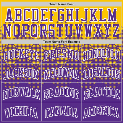 Custom Yellow Purple-White Gradient Square Shapes Round Neck Sublimation Basketball Set Jersey