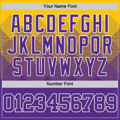 Custom Yellow Purple-White Gradient Square Shapes Round Neck Sublimation Basketball Set Jersey