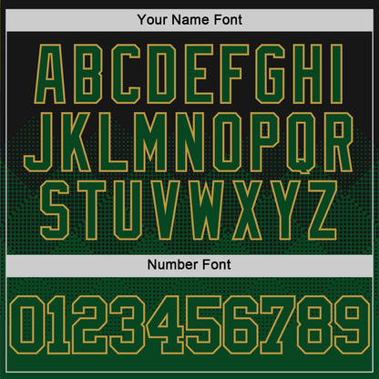 Custom Black Green-Old Gold Fade Fashion Round Neck Sublimation Basketball Set Jersey