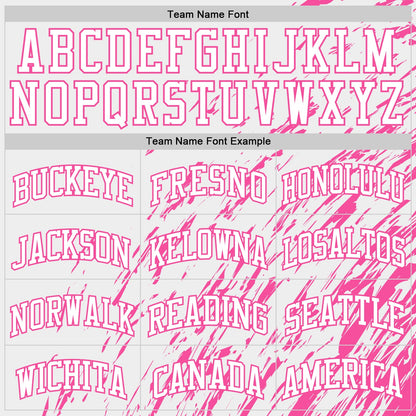Custom White Pink Splash Round Neck Sublimation Basketball Set Jersey
