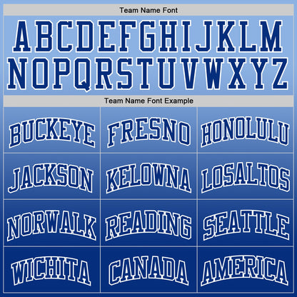 Custom Light Blue Royal-White Fade Fashion Round Neck Sublimation Basketball Set Jersey