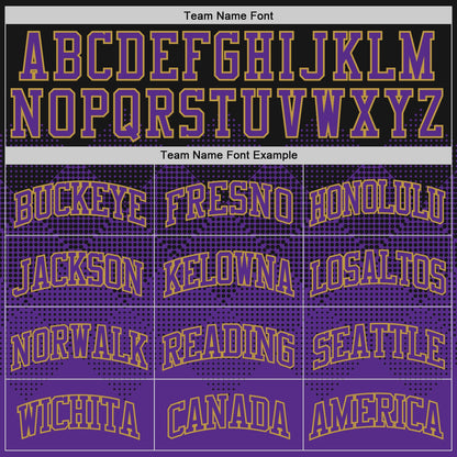 Custom Black Purple-Old Gold Fade Fashion Round Neck Sublimation Basketball Set Jersey