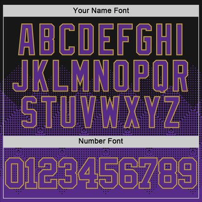 Custom Black Purple-Old Gold Fade Fashion Round Neck Sublimation Basketball Set Jersey