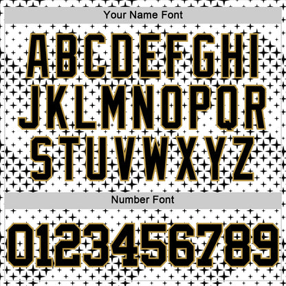 Custom White Black-Old Gold Geometric Shape Round Neck Sublimation Basketball Set Jersey