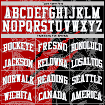 Custom Graffiti Pattern White Black Red-Gray Scratch Round Neck Sublimation Basketball Set Jersey