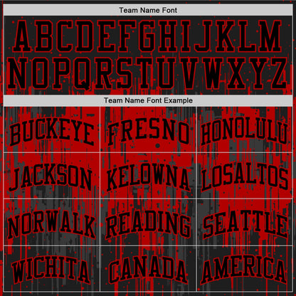 Custom Black Red Dripping Splatter Art Round Neck Sublimation Basketball Set Jersey