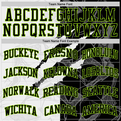 Custom Graffiti Pattern Black White-Neon Green Scratch Round Neck Sublimation Basketball Set Jersey