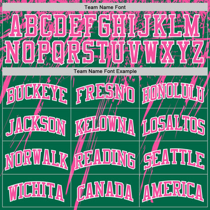 Custom Kelly Green Pink-White Splash Round Neck Sublimation Basketball Set Jersey