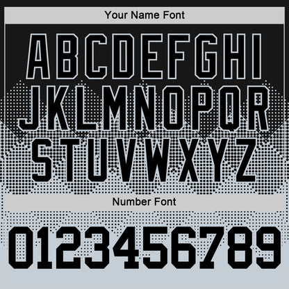 Custom Black Silver Gradient Square Shapes Round Neck Sublimation Basketball Set Jersey