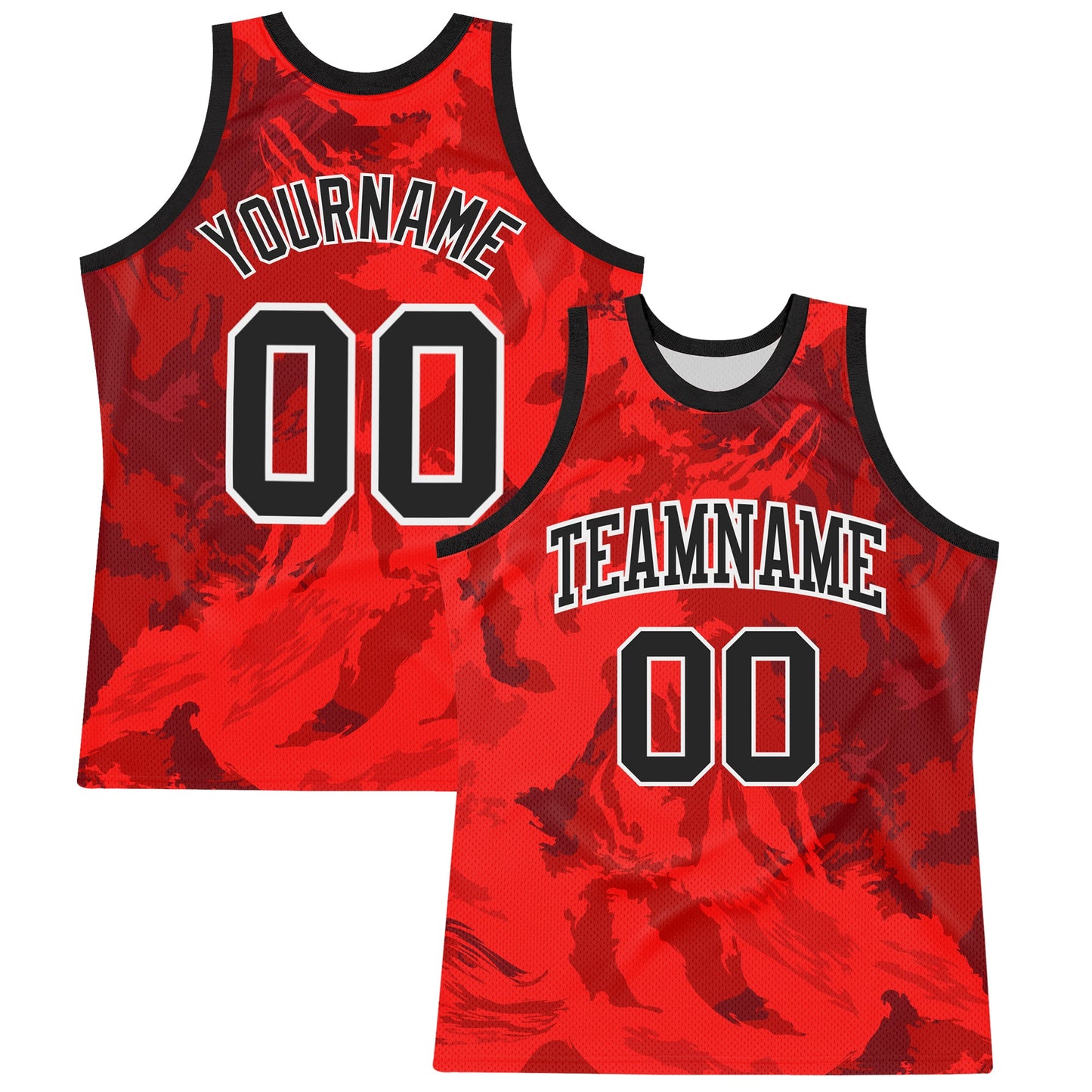 Custom Red Black-White Splash Round Neck Sublimation Basketball Set Jersey