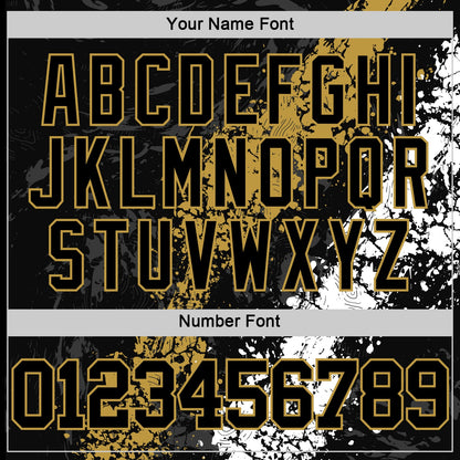Custom Black Old Gold-White Splash Round Neck Sublimation Basketball Set Jersey