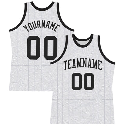 Custom Gray Black-White Line Round Neck Sublimation Basketball Set Jersey