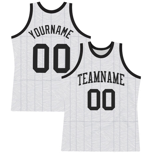 Custom Gray Black-White Line Round Neck Sublimation Basketball Set Jersey