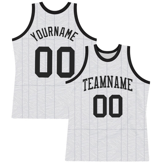 Custom Gray Black-White Line Round Neck Sublimation Basketball Set Jersey