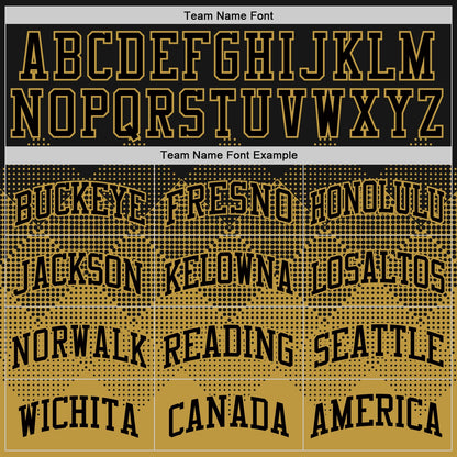 Custom Black Old Gold Gradient Square Shapes Round Neck Sublimation Basketball Set Jersey