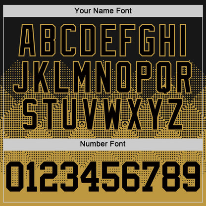 Custom Black Old Gold Gradient Square Shapes Round Neck Sublimation Basketball Set Jersey