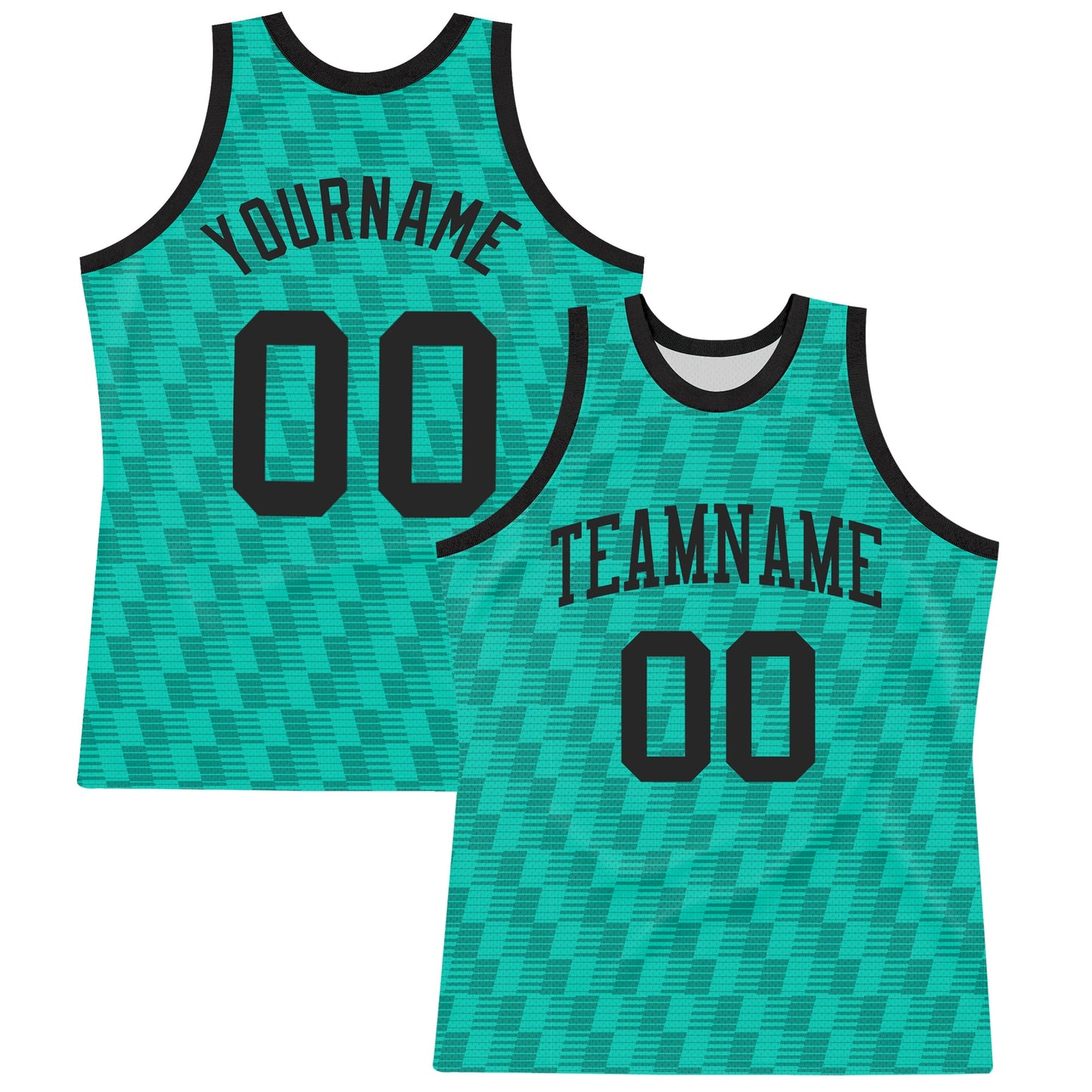 Custom Teal White Line Round Neck Sublimation Basketball Set Jersey