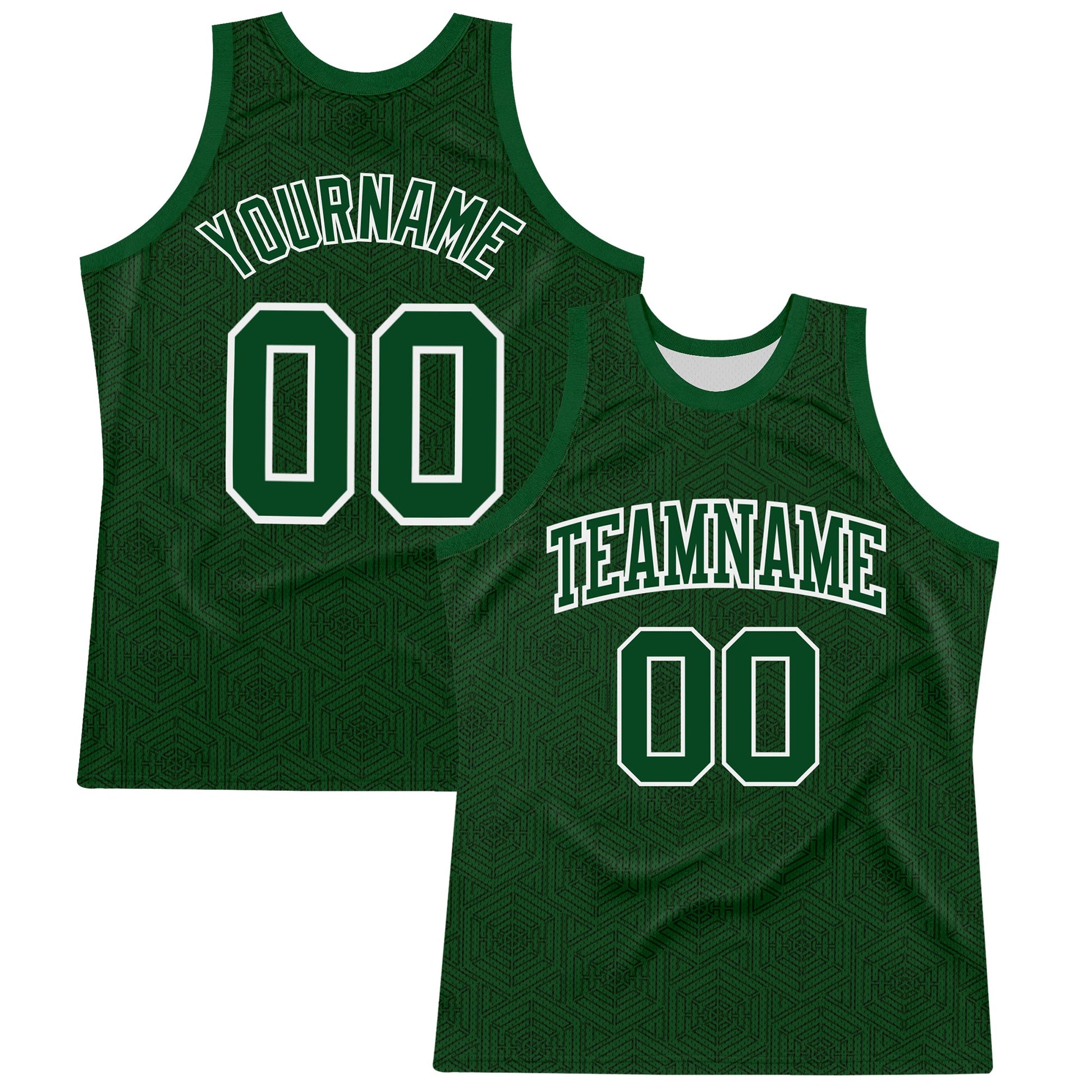 Custom Green White Geometric Shape Round Neck Sublimation Basketball Set Jersey