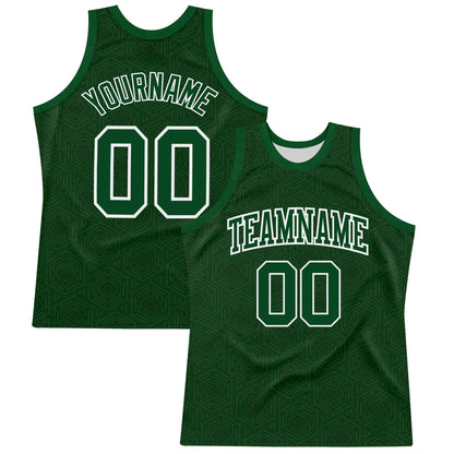 Custom Green White Geometric Shape Round Neck Sublimation Basketball Set Jersey