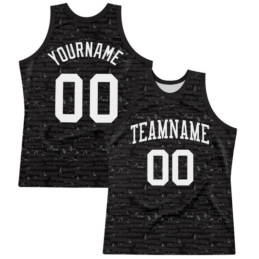 Custom Black White Fragment Art Round Neck Sublimation Basketball Set Jersey