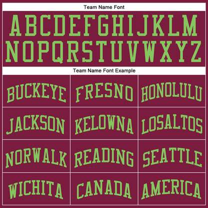 Custom Maroon Neon Green Round Neck Basketball Uniform Jersey