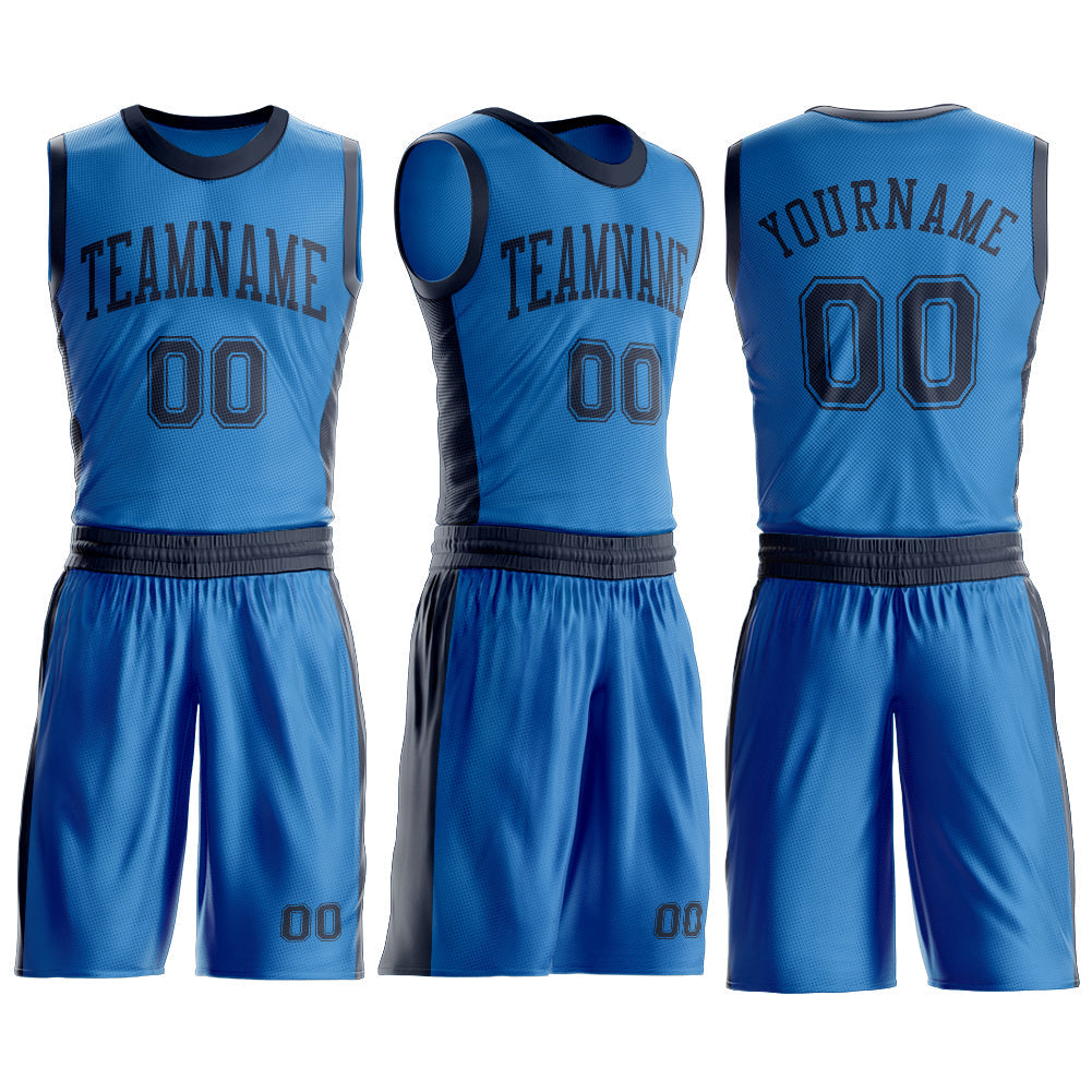 Custom Blue Navy Round Neck Basketball Uniform Jersey