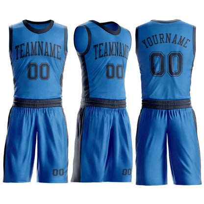 Custom Blue Navy Round Neck Basketball Uniform Jersey